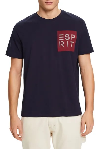 Хлопковая футболка с логотипом Esprit, синий