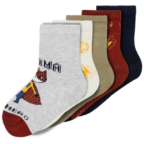 Name it, носки для мальчика (5 ПАР В наборе), Цвет: светло-серый, размер: 28/30