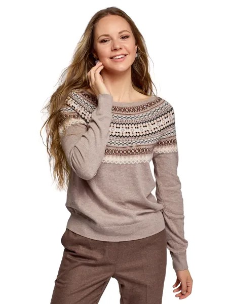 Джемпер женский oodji 63812683 бежевый M