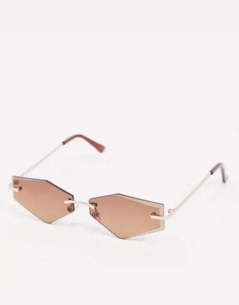 Солнцезащитные очки без оправы с коричневыми стеклами Topshop-Коричневый