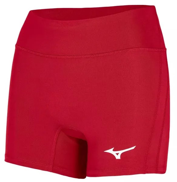 Женские волейбольные шорты Mizuno с приподнятой высотой 4 дюйма, красный