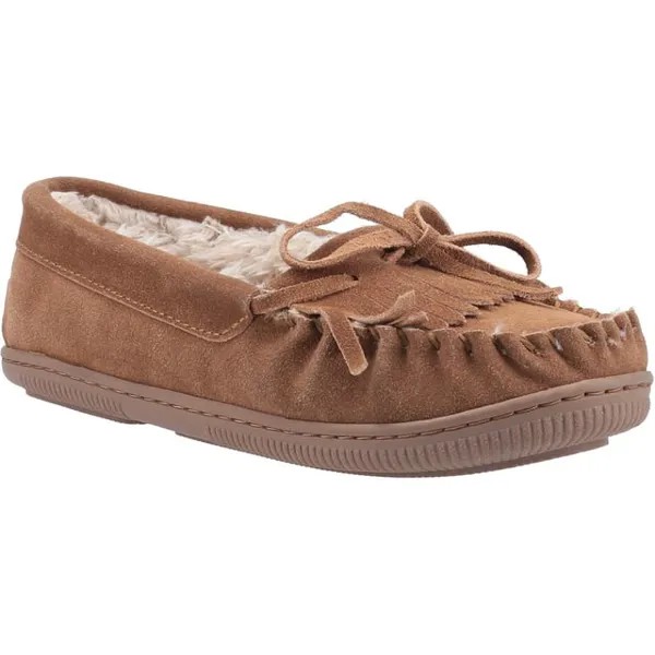 Женские кожаные тапочки Addy без шнуровки Hush Puppies, коричневый