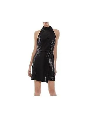 Женское мини-платье HALSTON с черной подкладкой без рукавов и воротником-стойкой для вечеринок с искусственным запахом 0