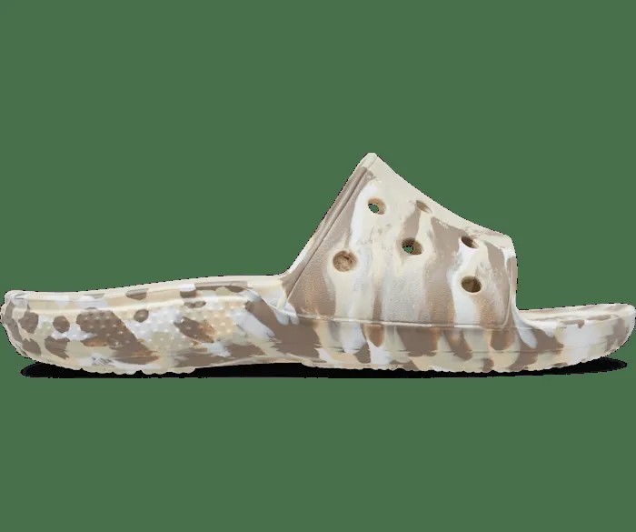 Классические шлепанцы Crocs с мраморной отделкой мужские, цвет Bone / Multi
