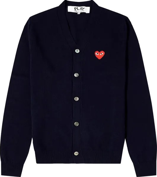 Кардиган Comme des Garçons PLAY Wide Fit Heart Patch Cardigan Navy, синий