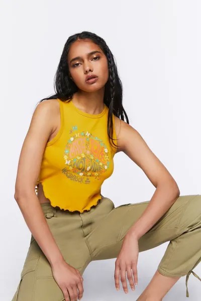 Майка с графическим рисунком Woodstock Forever 21, желтый