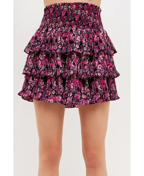Женская шифоновая мини-юбка с цветочным принтом endless rose