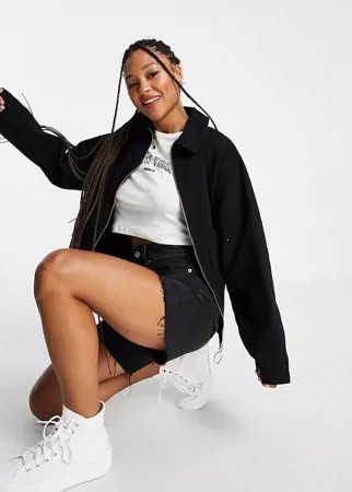 Черная хлопковая куртка с карманами ASOS DESIGN-Черный цвет
