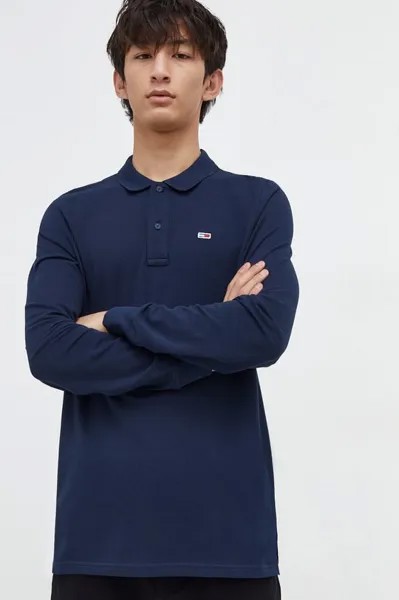 Лонгслив из хлопка Tommy Jeans, темно-синий