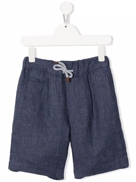 Brunello Cucinelli Kids льняные шорты с кулиской