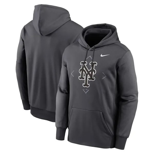 Мужской пуловер с капюшоном New York Mets Bracket Icon Performance антрацитового цвета Nike
