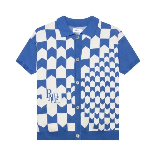 Поло Rhude Rhacing Checkered Knit 'Ivory/Blue', белый