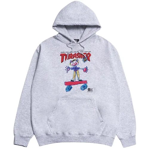 Худи THRASHER, силуэт свободный, размер M, серый