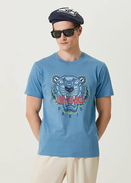 Синяя футболка с круглым вырезом tiger Kenzo