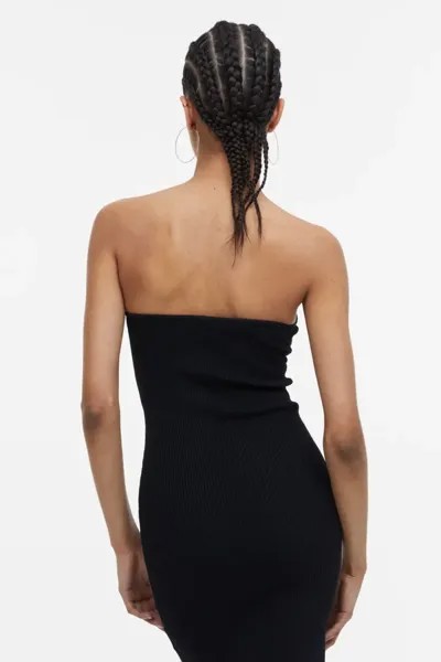 Платье-бандо из эластичной вязки и витой детали  H&M, черный