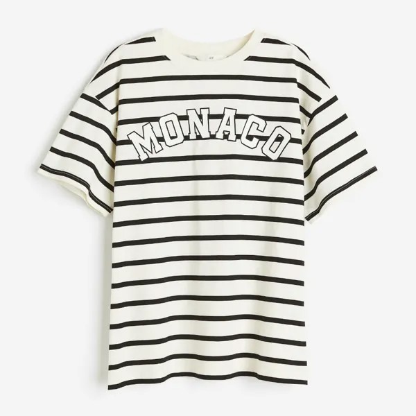 Футболка H&M Printed Monaco, кремовый