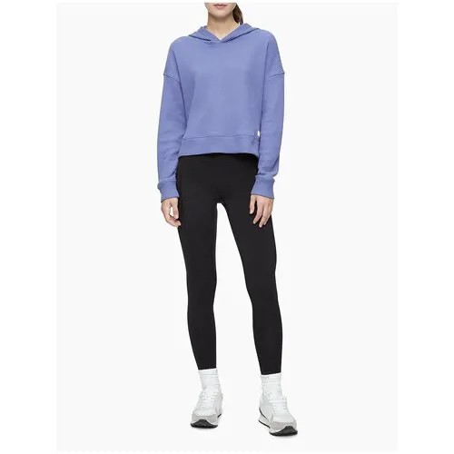 Худи CALVIN KLEIN, силуэт прямой, укороченное, без карманов, капюшон, размер M, фиолетовый