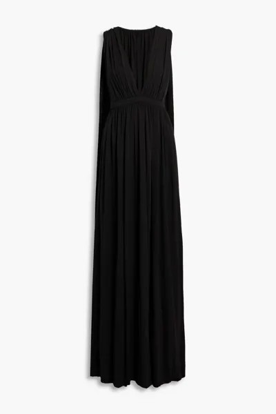 Платье Ashley из джерси с эффектом кейпа и сборками Halston, черный