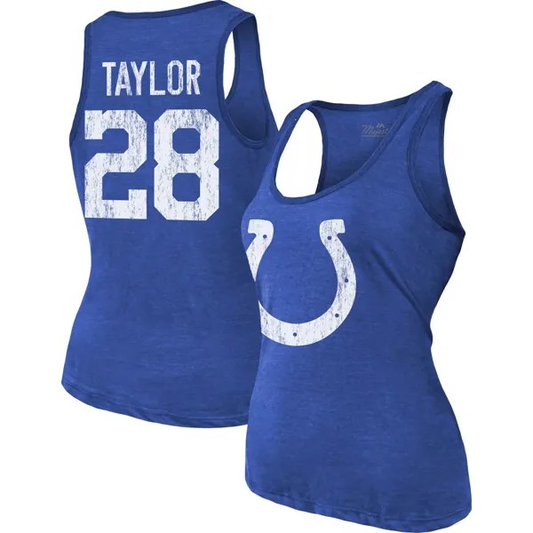 Женская майка Majestic Threads Jonathan Taylor Royal Indianapolis Colts с именем и номером игрока, майка Tri-Blend Majestic