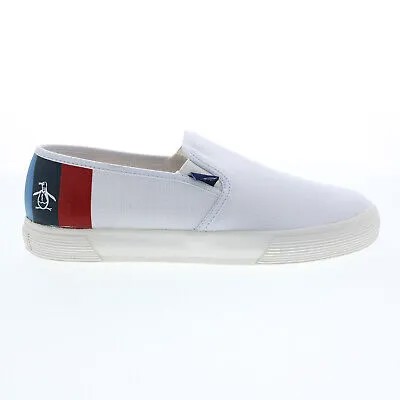 Оригинальные мужские кроссовки Penguin Petey Stripe Slip On White Lifestyle Sneakers Shoes 10