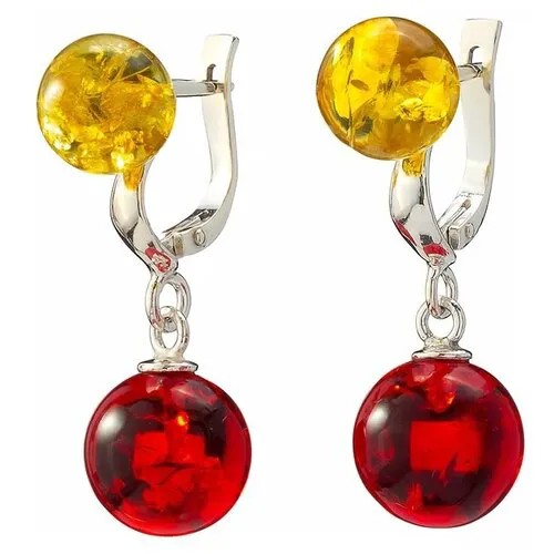 Серьги Amberprofi, серебро, 925 проба, янтарь