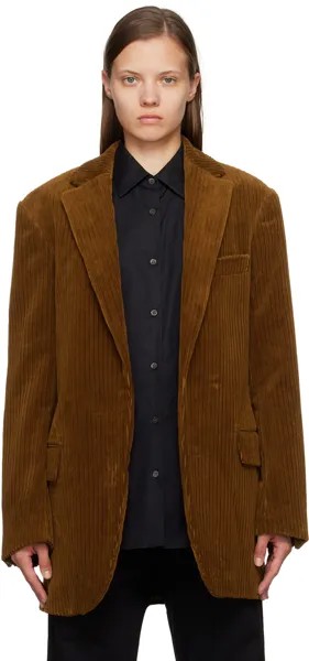 Коричневый пиджак с карманами и рантом Dries Van Noten