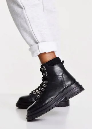 Черные походные ботинки на массивной подошве со шнуровкой ASOS DESIGN Adrift-Черный цвет