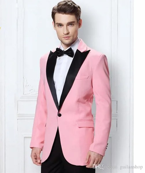 2017 новейший дизайн пальто брюки ярко-розовый мужской костюм куртка приталенный костюм из 2 предметов смокинг на заказ Блейзер Жених костюмы...