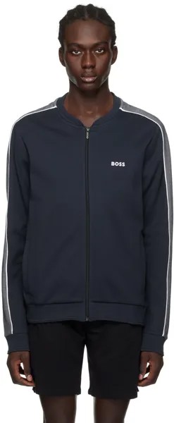 Темно-синяя спортивная куртка на молнии Boss