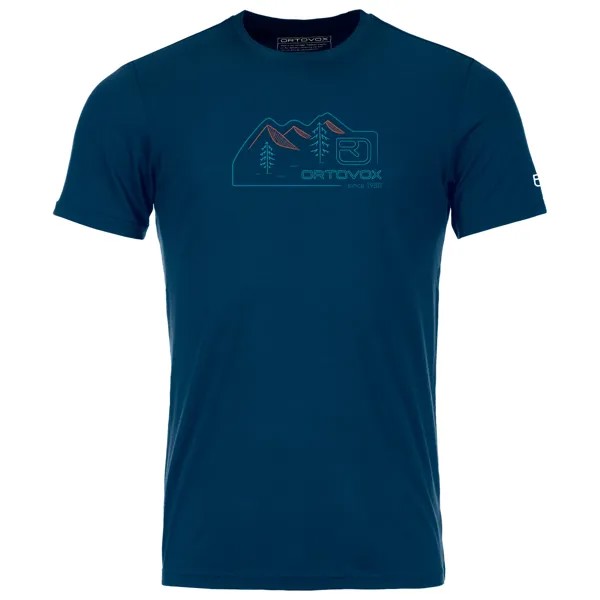 Рубашка из мериноса Ortovox 150 Cool Vintage Badge T Shirt, цвет Deep Ocean