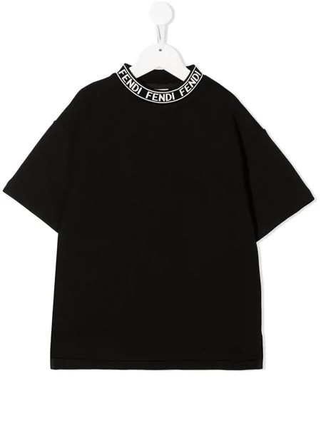 Fendi Kids футболка с логотипом на воротнике