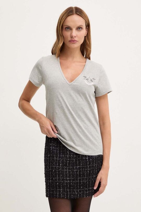 Хлопковая футболка Pinko, серый