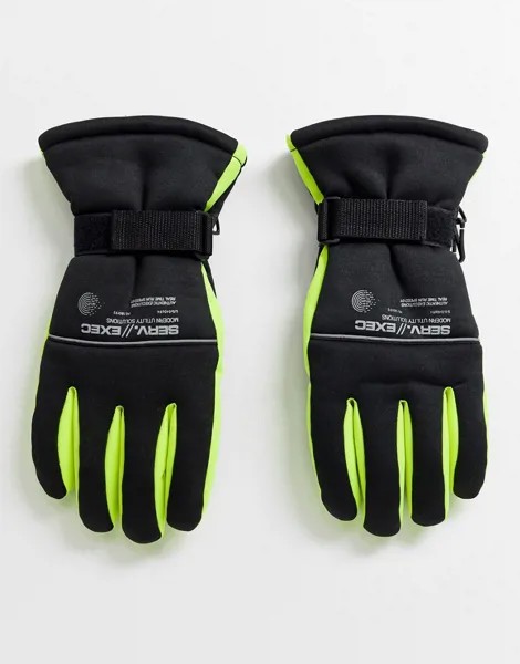 Черные перчатки с неоновыми вставками ASOS DESIGN-Черный