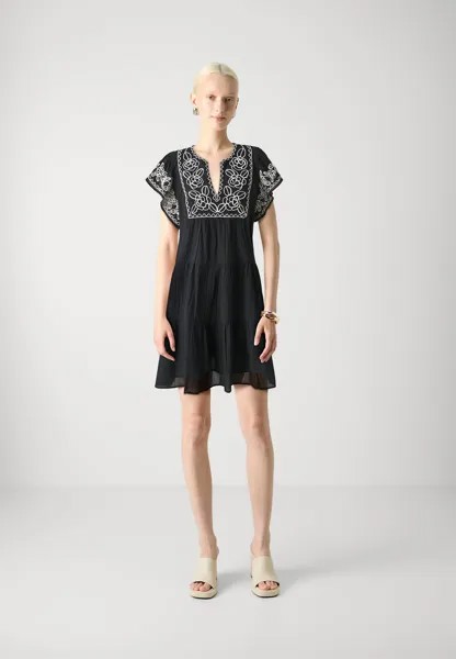 Повседневное платье EMBROIDERED MINI GAP, черный
