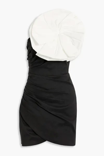 Платье мини Evana из поплина без бретелек с цветочной аппликацией Rachel Gilbert, черный