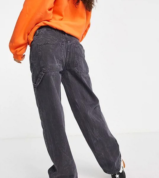 Серые свободные премиум-джинсы кроя oversized из смесового органического хлопка ASOS DESIGN Petite-Серый