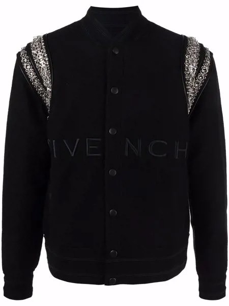 Givenchy logo-embroidered chain-trim bomber jacket