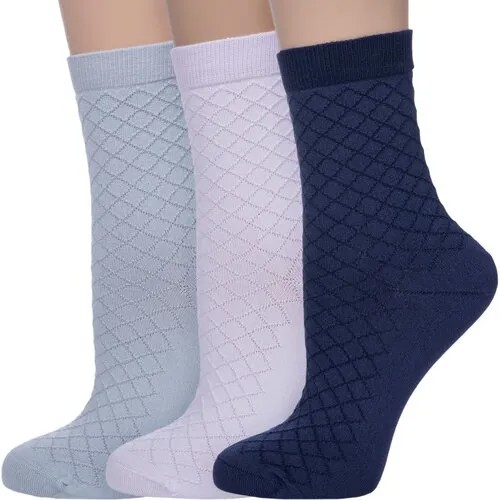 Носки AKOS, 3 пары, размер 21-23, синий, фиолетовый, серый