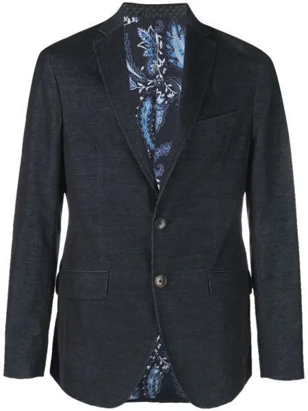 ETRO однобортный пиджак строгого кроя, синий