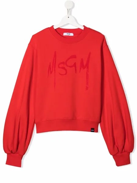 MSGM Kids толстовка с круглым вырезом и логотипом
