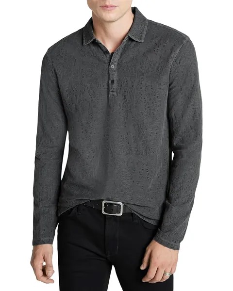 Поло John Varvatos Adam Long Sleeve in Freeform Jacquard K6405Z4, цвет Iron Grey