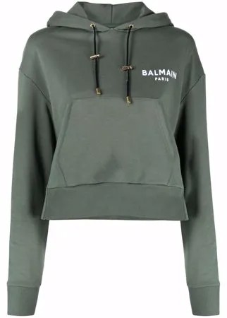 Balmain укороченное худи с логотипом