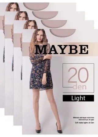 Колготки MAYBE Light 20 den, размер 5, телесный (бежевый), 4 пары