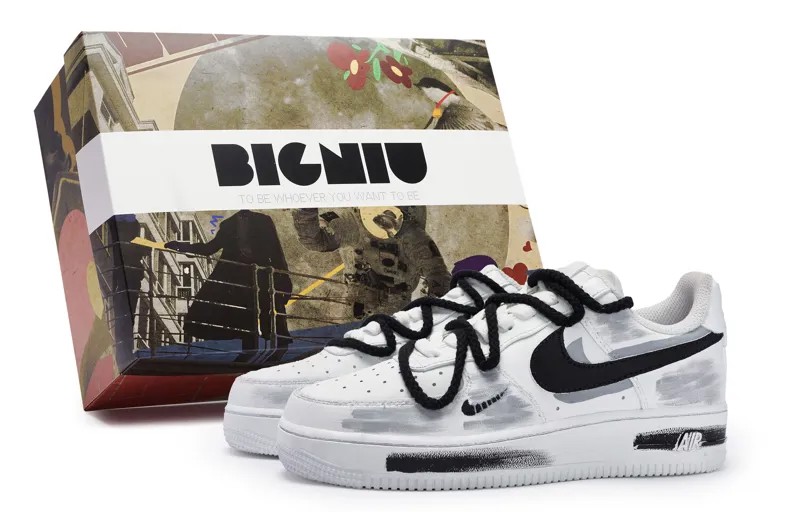 Кроссовки Nike Air Force 1 Skateboarding Shoes Unisex Low-top Black/Gray, белый/черный
