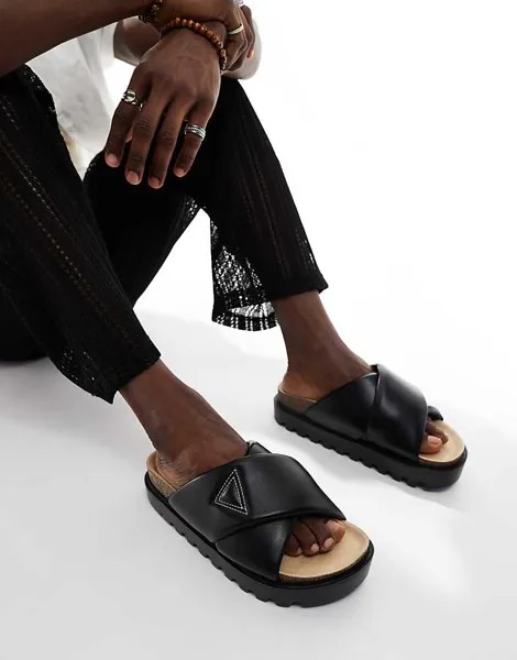 Черные шлепанцы на массивной подошве ASOS DESIGN