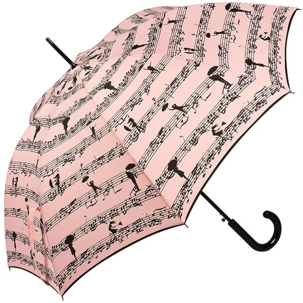 Зонт-трость женский полуавтоматический GUY DE JEAN 1214-LA Eiffel Melodie, черный, розовый