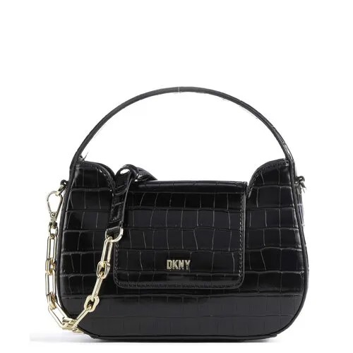 Сумка кросс-боди DKNY, фактура под рептилию, черный