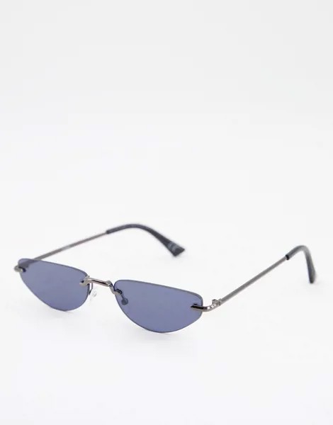 Серебристые модные очки без оправы с дымчатыми стеклами ASOS DESIGN-Серебристый