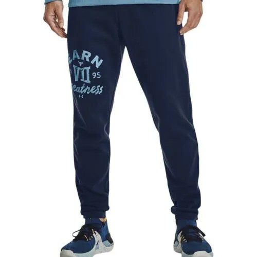 Мужские спортивные штаны Under Armour Project Rock, махровые, темно-синие, 31 дюйм, № 408