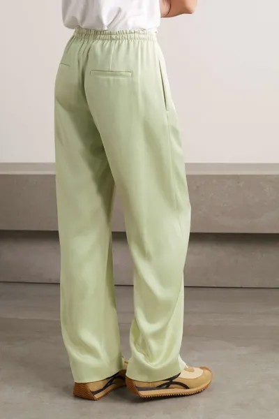 VINCE Атласные широкие брюки, светло-зеленый